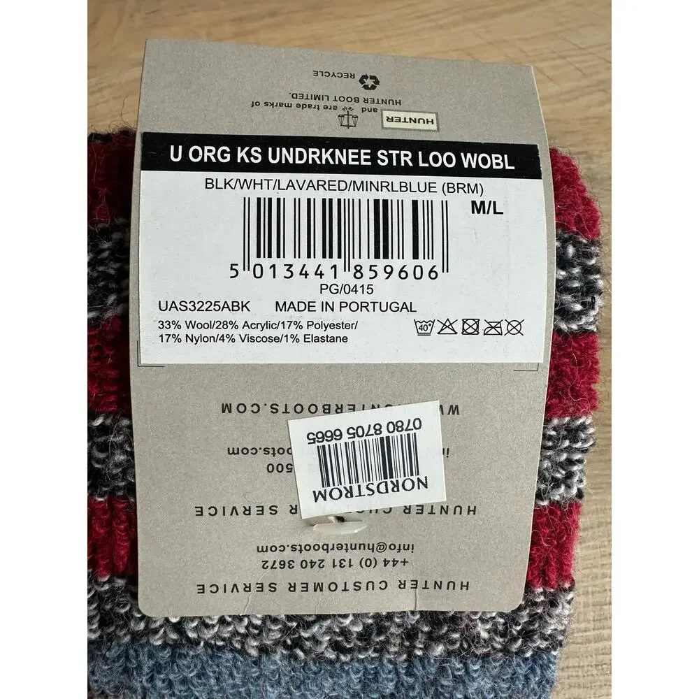 Hunter Striped Loop Knit Knee Wool Blend Socks M/L